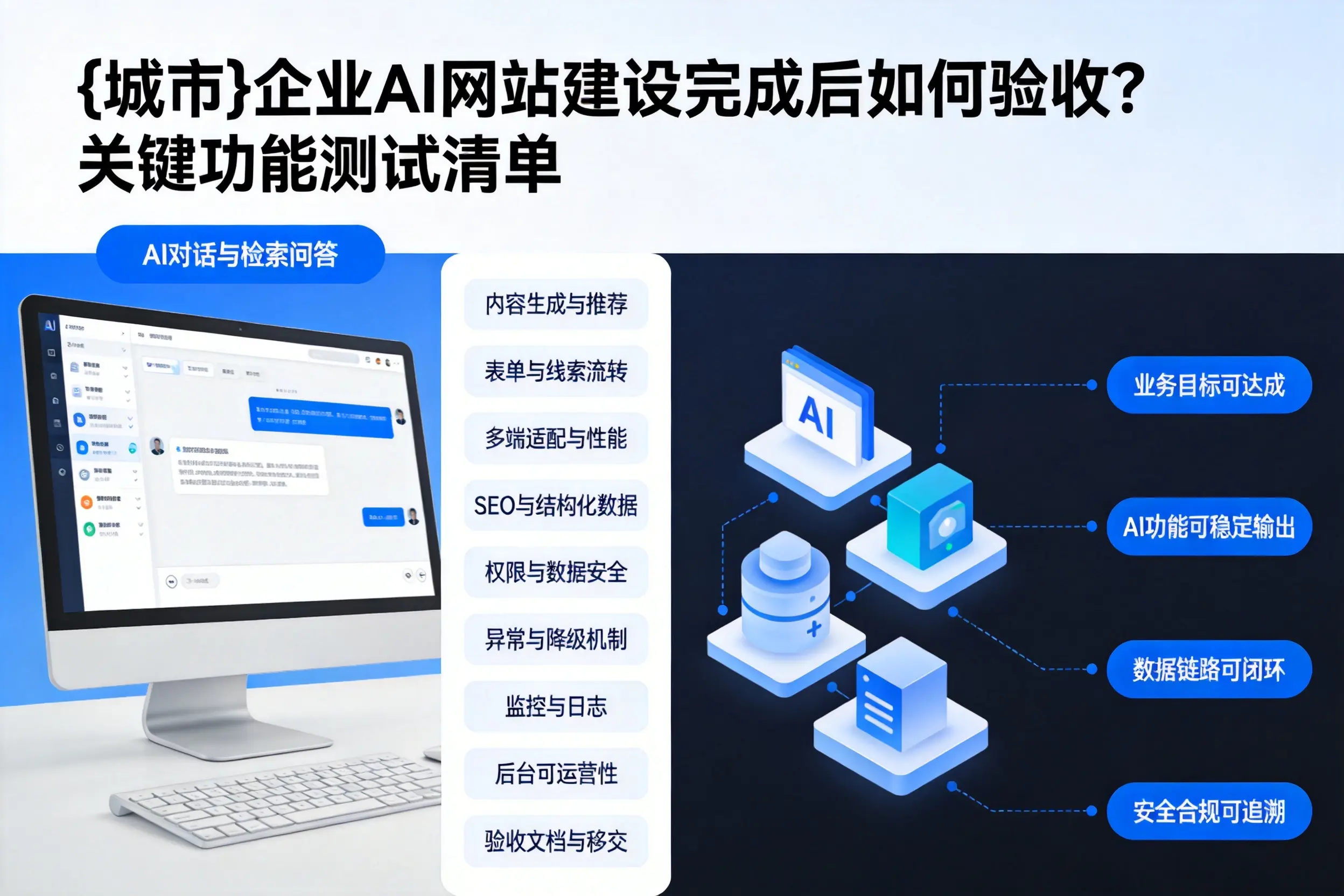 黄南企业AI网站建设完成后如何验收？关键功能测试清单